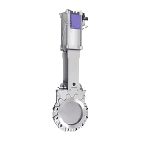 ALLSEN knife gate valve with sharpened gate and pneumatic cylinder